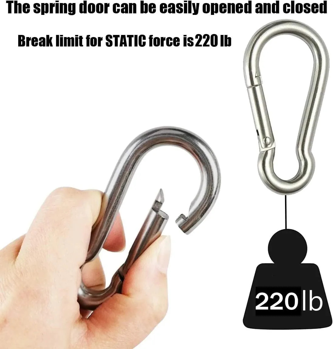 Spring Snap Hook 304 Stainless Steel Carabiner Camping Hiking Traveling Fishing