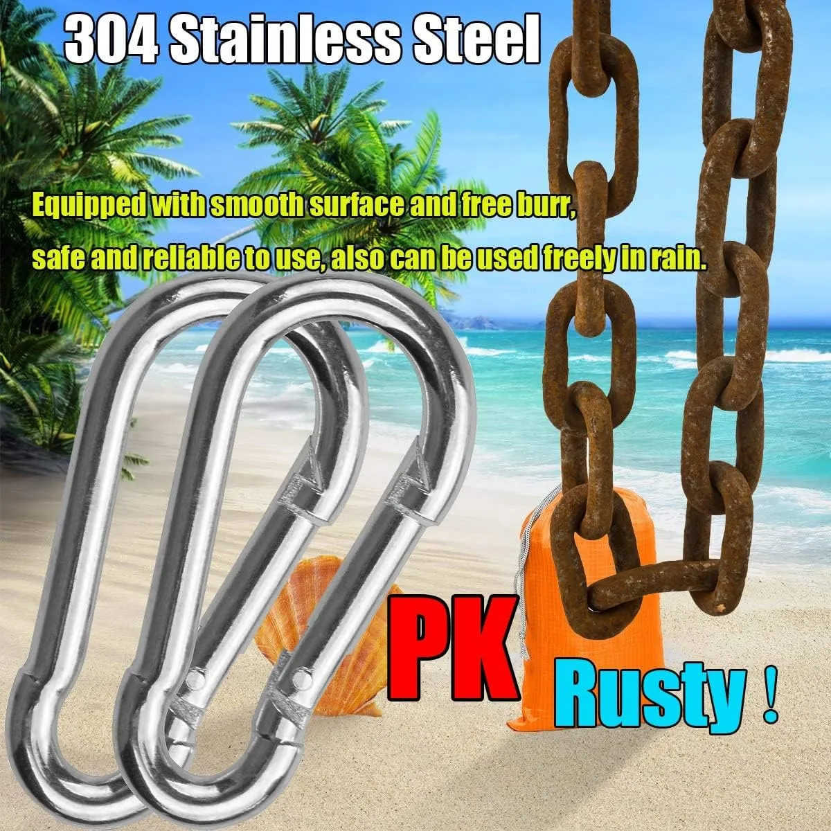 Spring Snap Hook 304 Stainless Steel Carabiner Camping Hiking Traveling Fishing