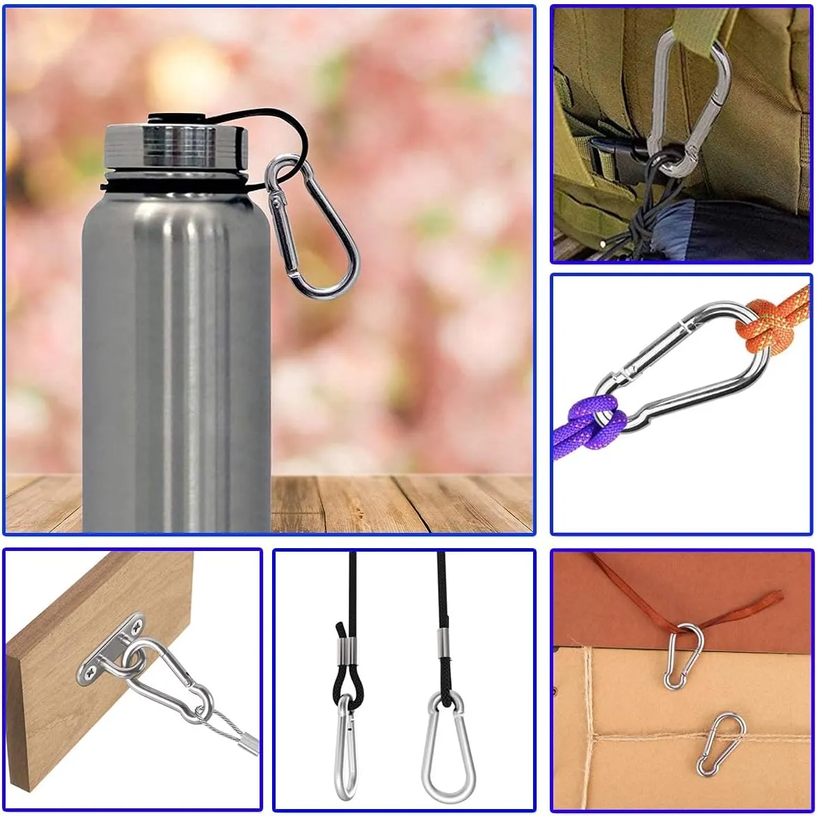 Spring Snap Hook 304 Stainless Steel Carabiner Camping Hiking Traveling Fishing