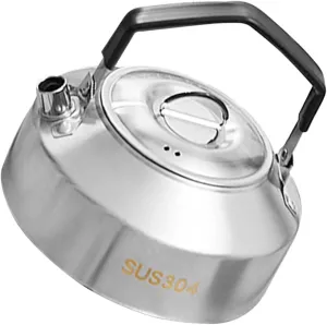 Stainless Steel Camping Tea Kettle Portable Outdoor Water Pot Whistle Compact for Hiking Fishing and Camping