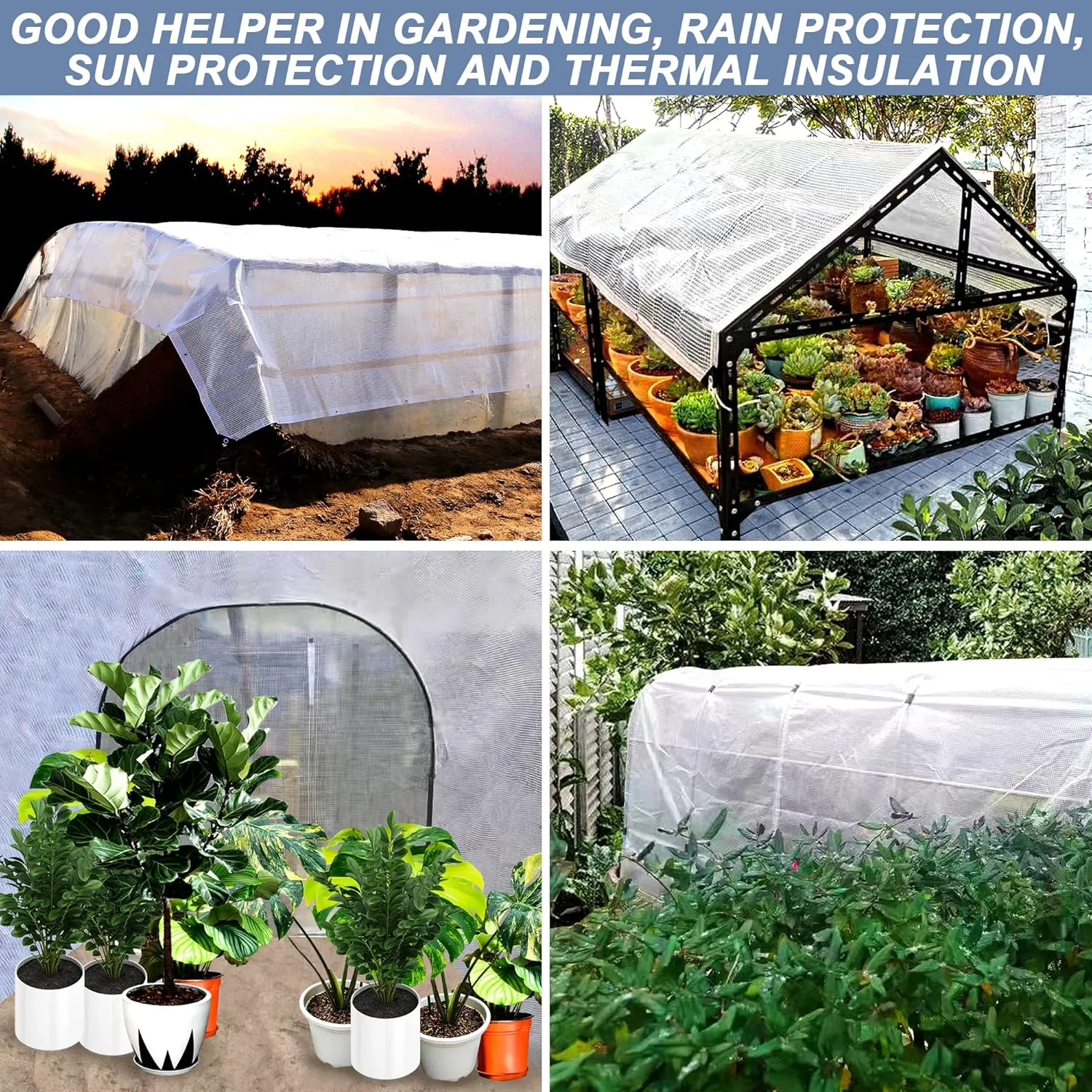 STARPYNG-10 Mil Clear/White 12X20 Feet Tarp-Heavy Duty Clear Mesh Tarp-Waterproof Tarp, UV Resistance,Greenhouse, Canopy, Tent, Yard and Outdoor Activities