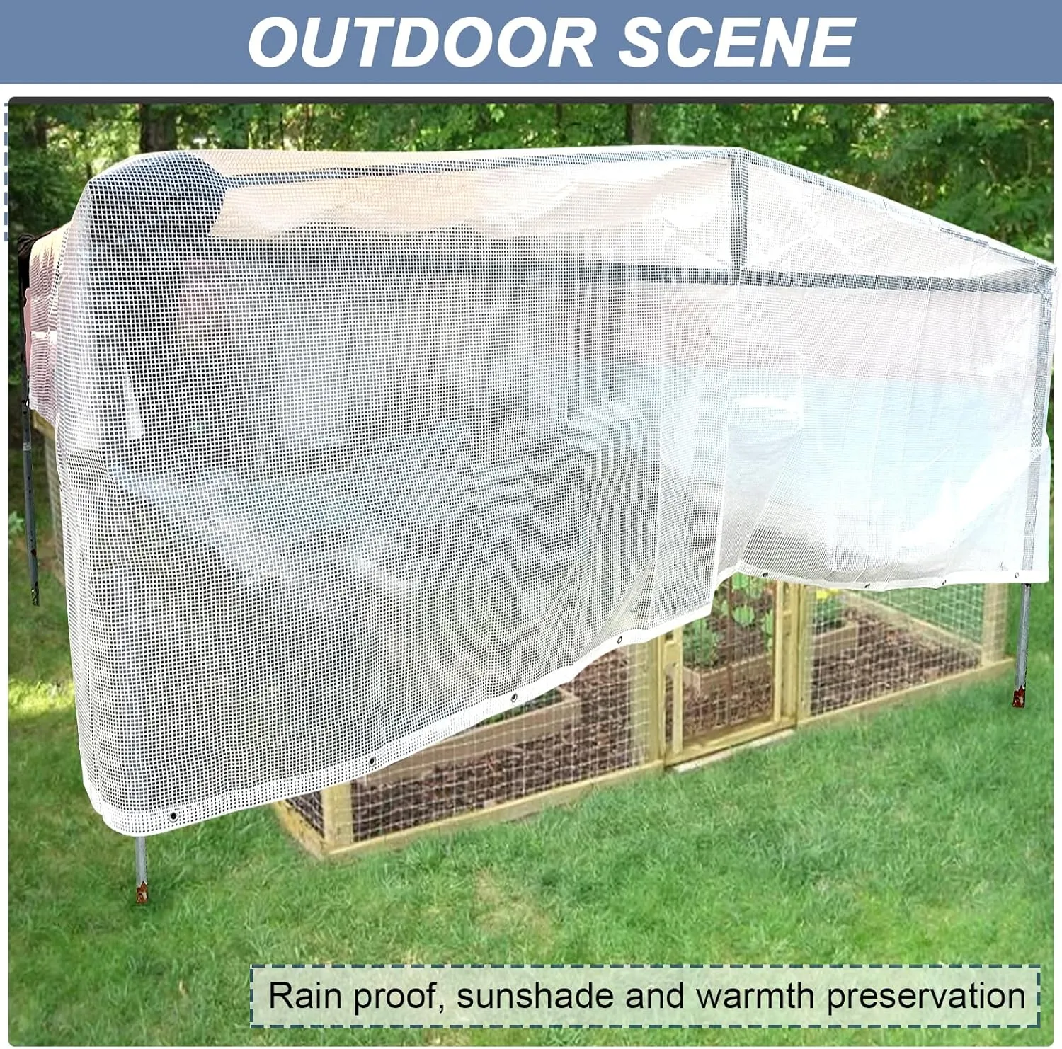STARPYNG-10 Mil Clear/White 12X20 Feet Tarp-Heavy Duty Clear Mesh Tarp-Waterproof Tarp, UV Resistance,Greenhouse, Canopy, Tent, Yard and Outdoor Activities