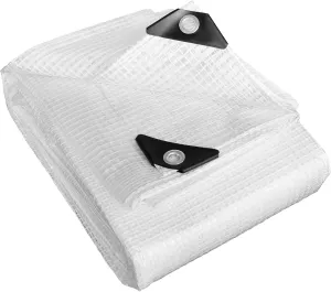 STARPYNG-10 Mil Clear/White 12X20 Feet Tarp-Heavy Duty Clear Mesh Tarp-Waterproof Tarp, UV Resistance,Greenhouse, Canopy, Tent, Yard and Outdoor Activities