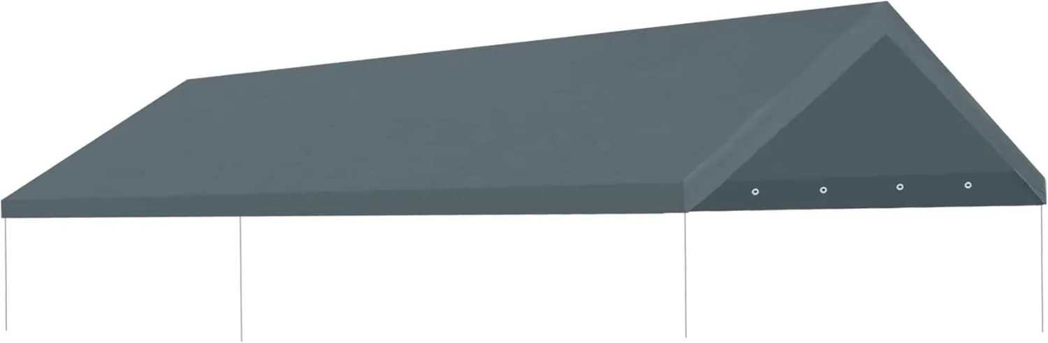 Strong Camel Carport Replacement Canopy Cover 10' x 20' PE Fabric for Tent Car Garage Shelter Top Tarp Cover with Ball Bungees Grey Color (Only Top Cover, Frame is not Included)