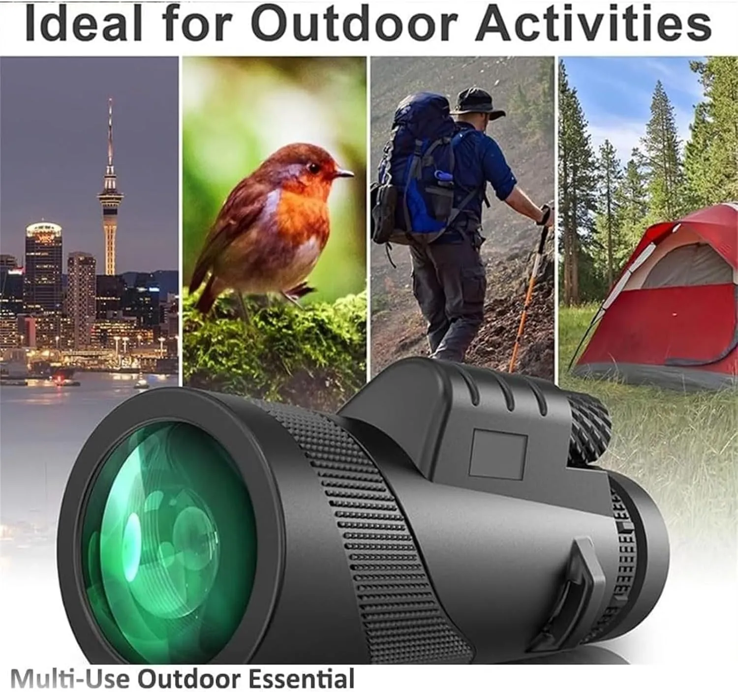 Stscope 360 Monocular Set, Telescope High Power for Adults Long Range with Phone Adapter & Tripod, for Bird Watching Camping Travelling Concert (80 * 100,Green)