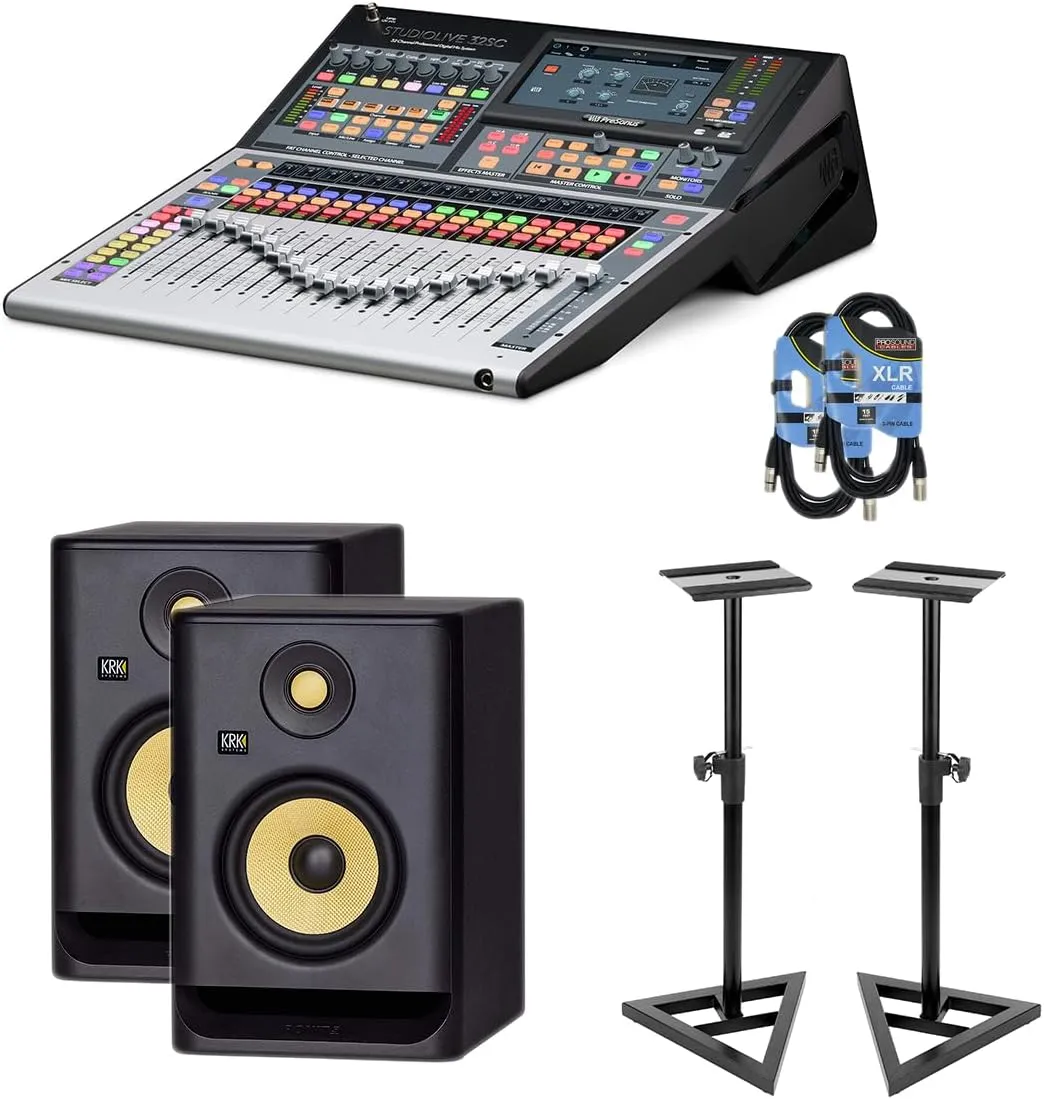 StudioLive 32SC – KRK RP5G4 Pair – Monitor Stands – 2 XLR Cables