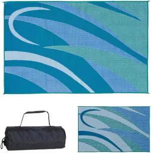 Stylish Camping 8-Feet x 12-Feet RV Outdoor Camping Reversible Patio Mat, GA3 Blue/Green