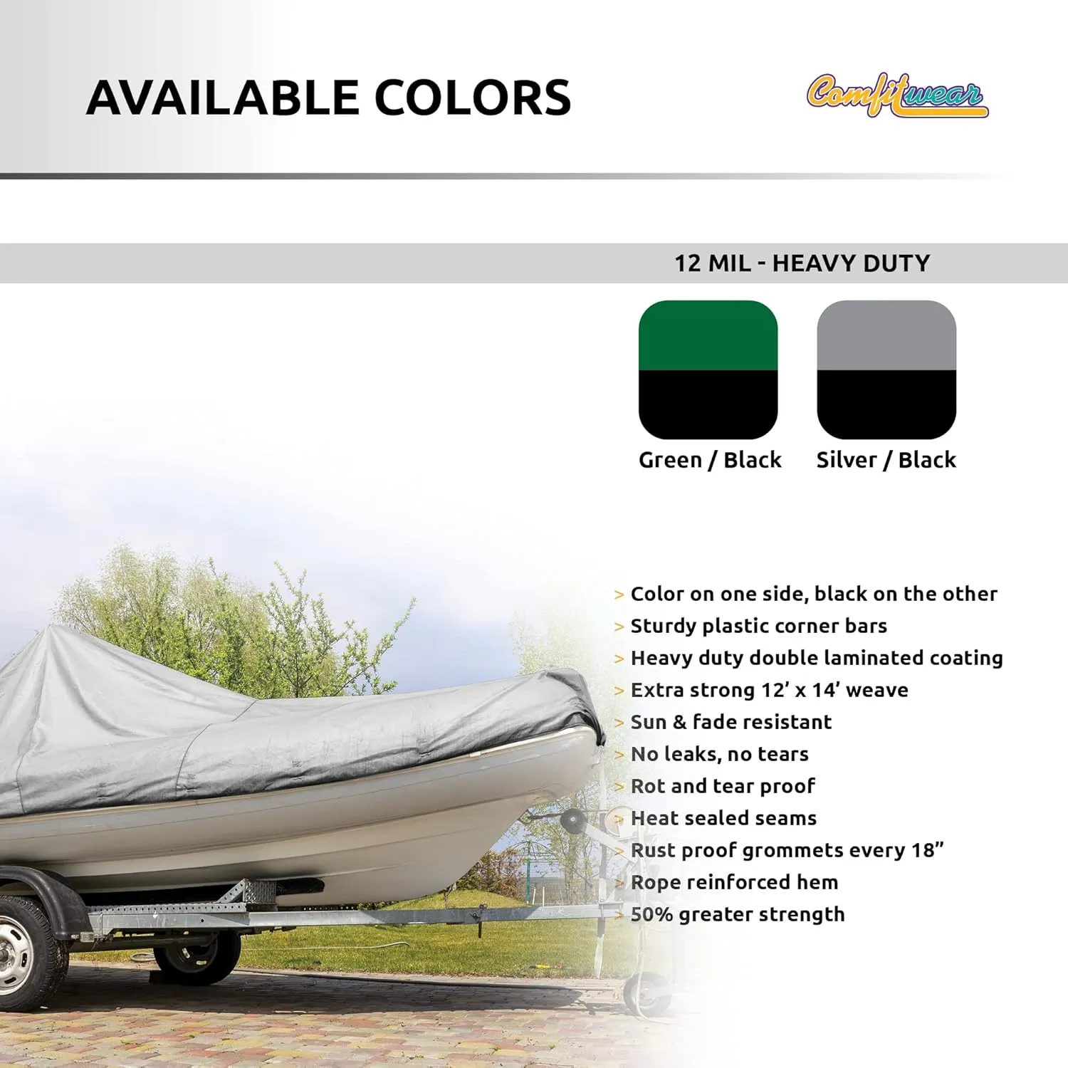 Super Heavy Duty Tarp Cover Reinforced Grommet Multi-Purpose Pool Cover Boat Tarp Camping Tarp UV Resistant Waterproof Tarpaulin Canopy Tent Waterproof Tarp Cover (Silver-Black, 6' X 8')