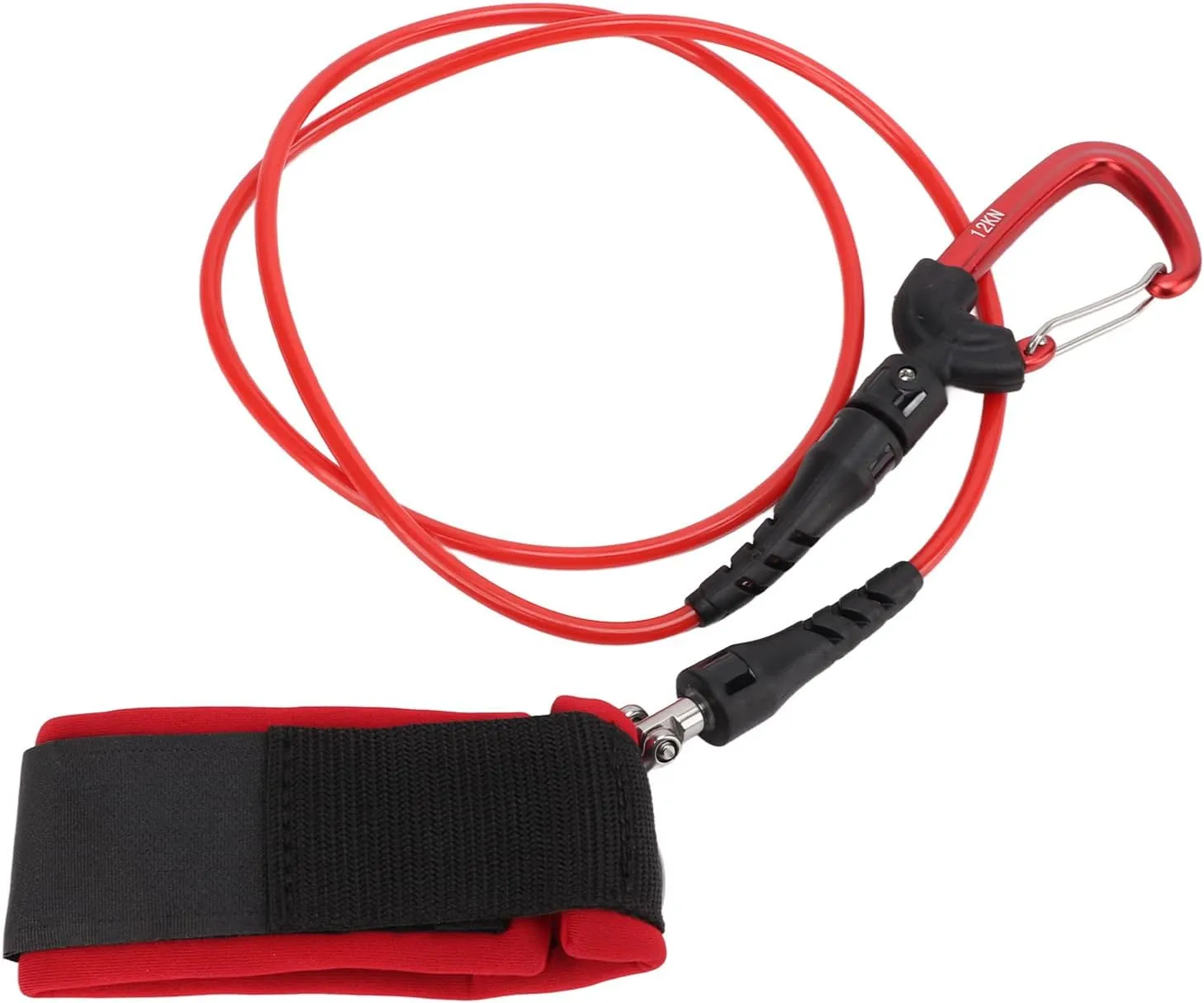 Surfboard Leash,Straight Surf Board Leashes Safety Cable with Carabiner for Freediving
