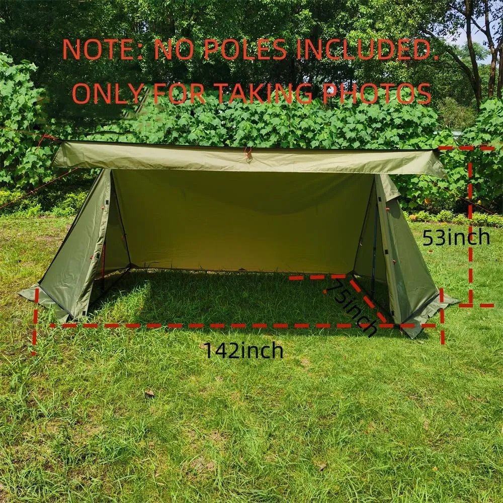 Survival Shelter, Camping Tarp Emergency Shelter, 210T Polyester PU 3000mm Coating Survival Shelter Tent for Camping, Hiking, Backpacking (Brown)