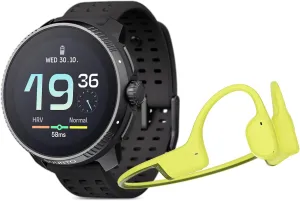 SUUNTO Race Stainless Steel GPS Sports Watch Black, Sonic Bone Conduction Headphone Lime