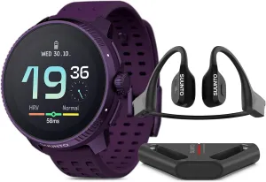 SUUNTO Race Titanium GPS Sports Watch Amethyst, Wing Bone Conduction Headphone Black