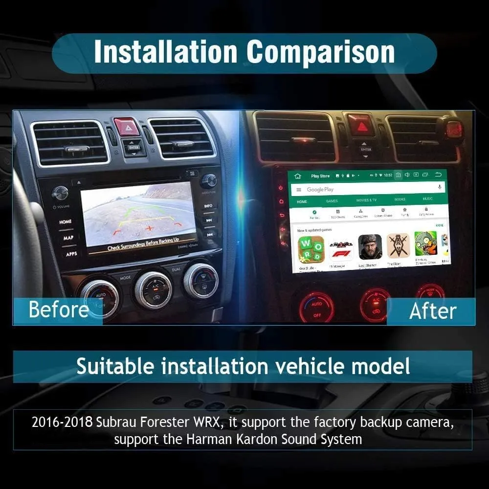 SYGAV Android 13 Carplay Radio for 2016 2017 2018 Subaru Forester WRX STI with Factory Harman Kardon Amplifier/GPS Navigation HD Touch Screen Car Stereo Head Unit with SIM Card Slot