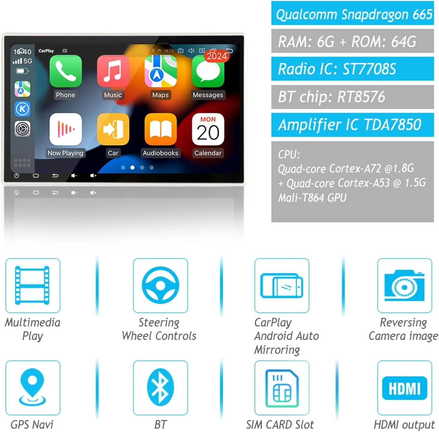 SYGAV Android 13 Carplay Radio for 2016 2017 2018 Subaru Forester WRX STI with Factory Harman Kardon Amplifier/GPS Navigation HD Touch Screen Car Stereo Head Unit with SIM Card Slot