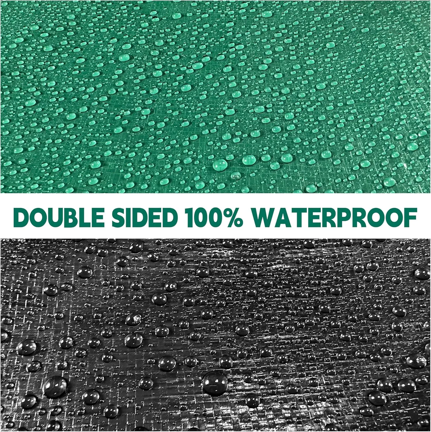 Tarp 8x10 ft Heavy Duty 100% Waterproof 10mil,UV Resistant,Durable Grommets and Reinforced Edges Green/Black Tarp for Camping, Swimming Pools,Car Coverage -by MVPNET