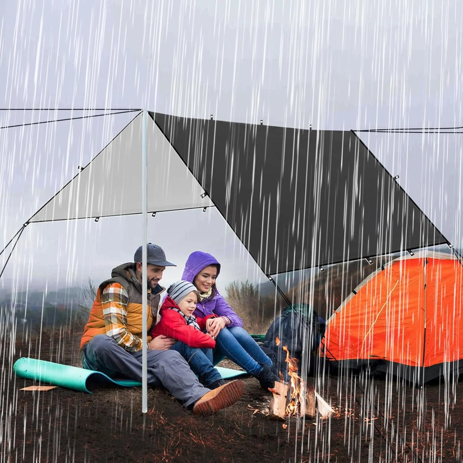 Tarp for Camping - Portable Shelter Cover - Weatherproof Lightweight Tent Tarp for Backpacking, Survival, Picnic, Climbing, Travel