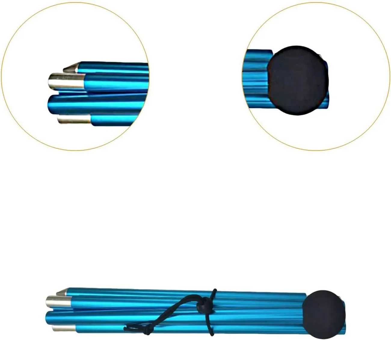 Tarp Pole Tent Rod Support Five Sections Bracket 2M Multifunctional Shelter Canopy Rod Tent Pole for Outdoor Hiking Camping