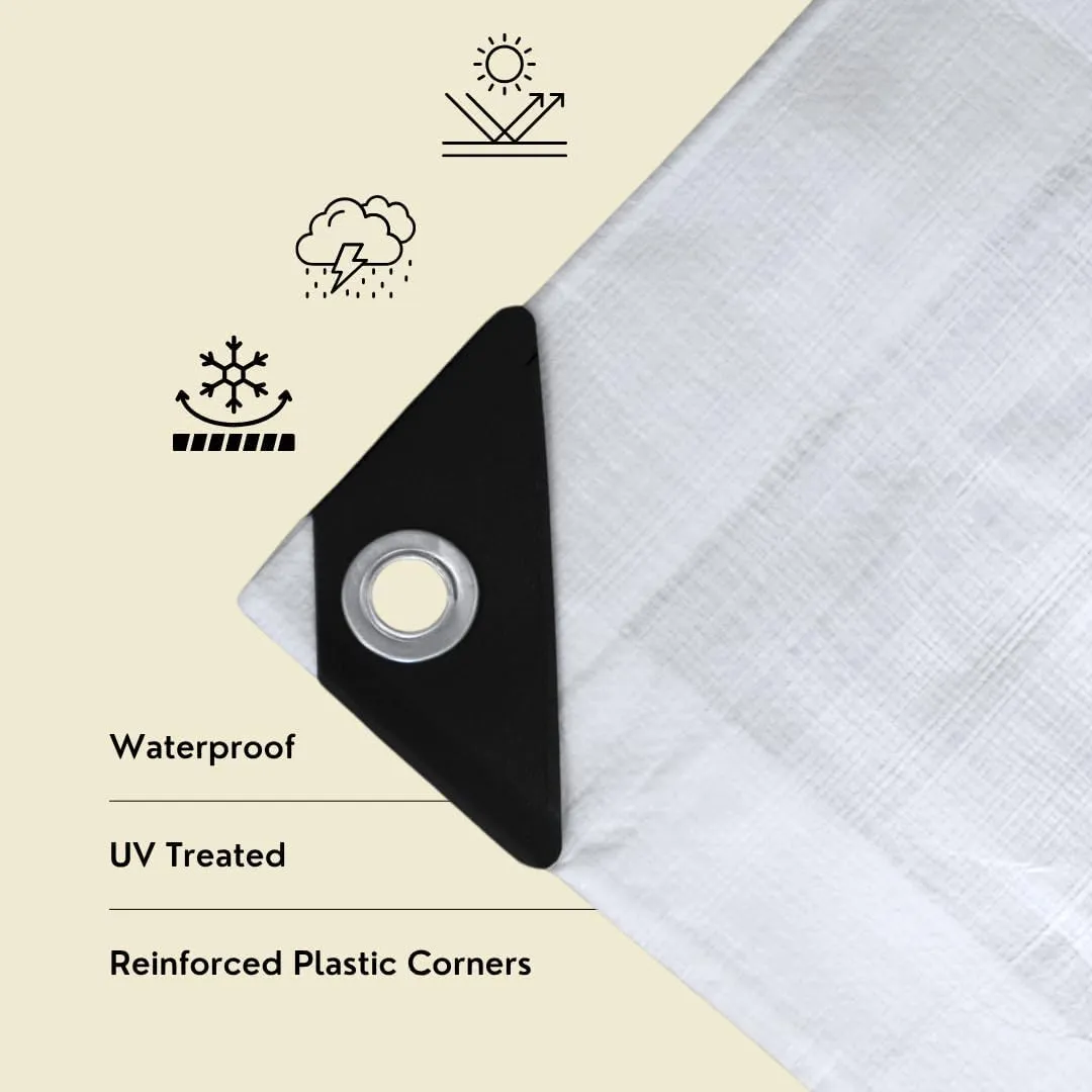 TARP SUPPLY Inc.12'x12' White Poly Tarp–8 Mil Waterproof,UV-Resistant Tarpaulin with Aluminum Grommets Reinforced Edges for Party Tents,Roofs,Boats,RVs,Furniture,Farm & Outdoor Use