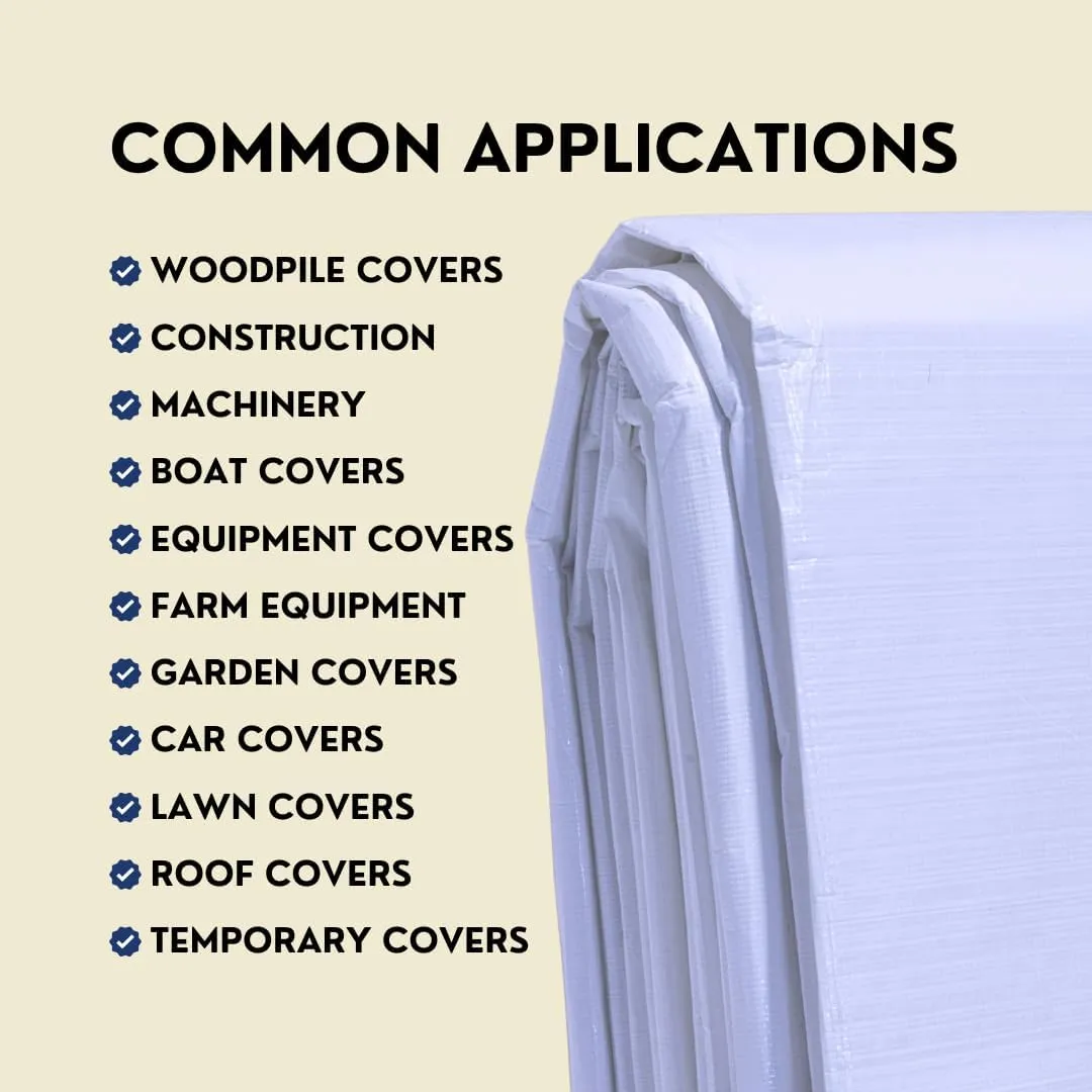 TARP SUPPLY Inc.12'x12' White Poly Tarp–8 Mil Waterproof,UV-Resistant Tarpaulin with Aluminum Grommets Reinforced Edges for Party Tents,Roofs,Boats,RVs,Furniture,Farm & Outdoor Use
