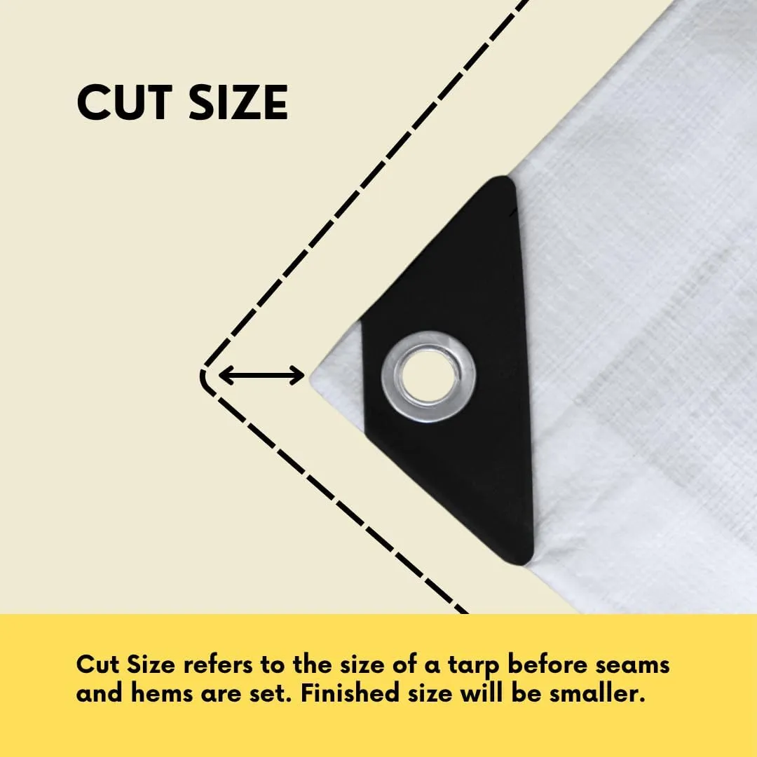 TARP SUPPLY Inc.12'x12' White Poly Tarp–8 Mil Waterproof,UV-Resistant Tarpaulin with Aluminum Grommets Reinforced Edges for Party Tents,Roofs,Boats,RVs,Furniture,Farm & Outdoor Use