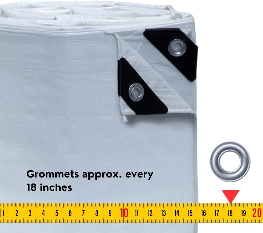 TARP SUPPLY Inc.12'x12' White Poly Tarp–8 Mil Waterproof,UV-Resistant Tarpaulin with Aluminum Grommets Reinforced Edges for Party Tents,Roofs,Boats,RVs,Furniture,Farm & Outdoor Use
