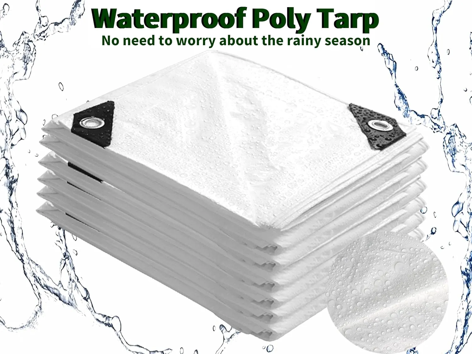 TARPAL 15x15 Feet White Tarp Waterproof Multipurpose Protective Cover All Purpose Poly Tarps Cover for Pool, Outdoor Furniture, Camping, Firewood, Boat,Roof Waterproofing