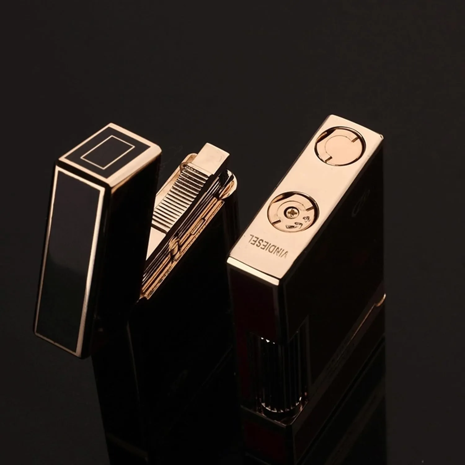 TARVIT Classic Lighters with Match Flints，Adjustable Soft Flame Lighter Butane Refillable Gas Lighter，Gift for Outdoor Cigarette/Cigar/Candle Box Packaging 【No Gas】 (Color : Black Checkered)