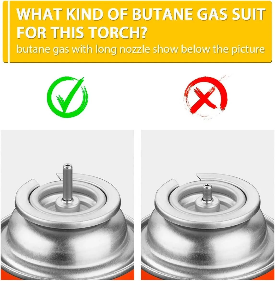 TBTeek Butane Torch with Fuel Gauge T907, One-hand Operation Kitchen Torch Lighter with Adjustable Flame for BBQ, Baking, Brulee Creme, Crafts and Soldering, 2 Pack(Butane Not Included)