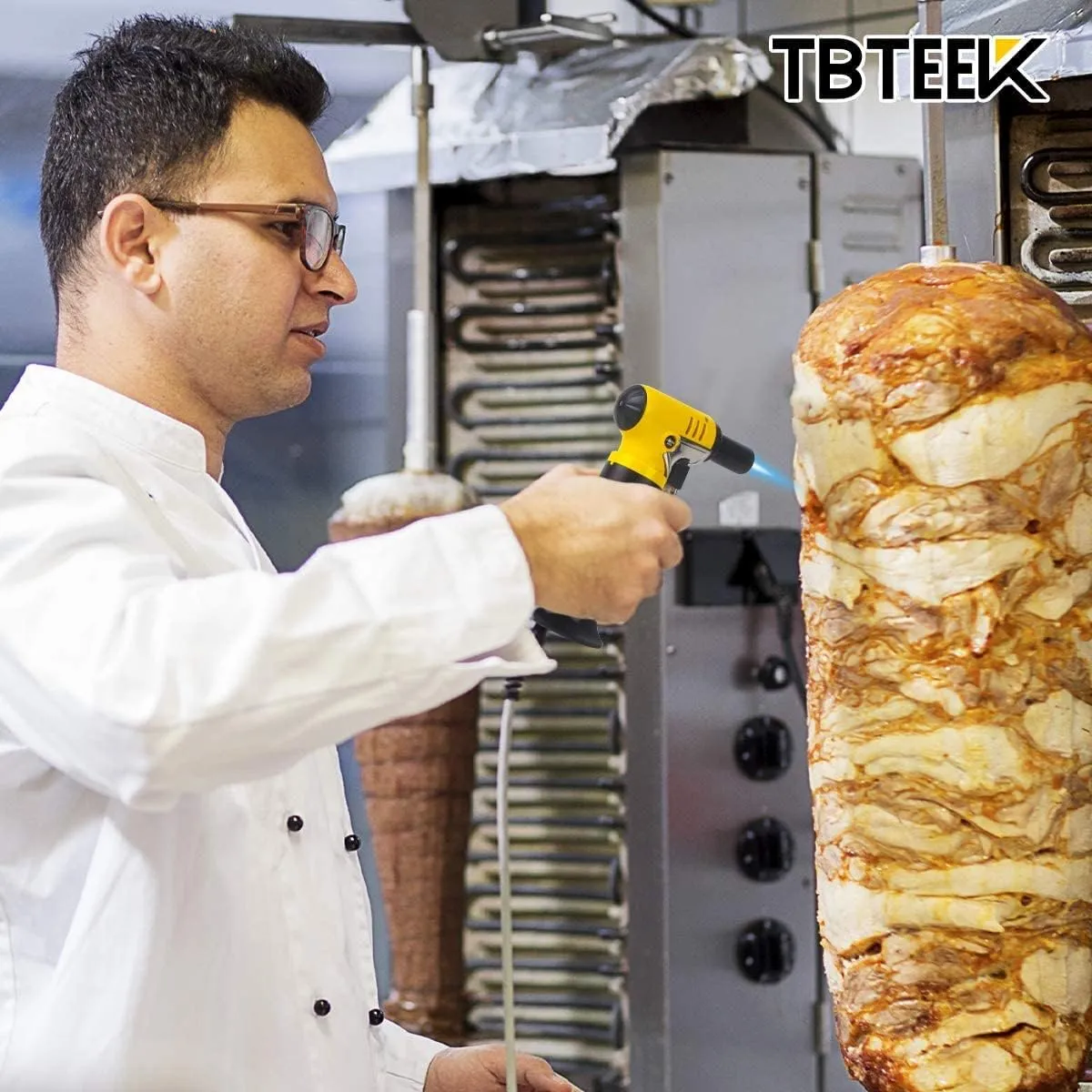 TBTeek Butane Torch with Fuel Gauge T907, One-hand Operation Kitchen Torch Lighter with Adjustable Flame for BBQ, Baking, Brulee Creme, Crafts and Soldering, 2 Pack(Butane Not Included)
