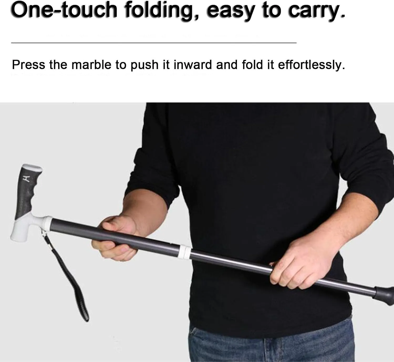 Telescopic Blind Cane T-Shaped Folding Cane Walking Aid for The Blind and Elderly Trekking Stick That Can Be Put in a School Bag