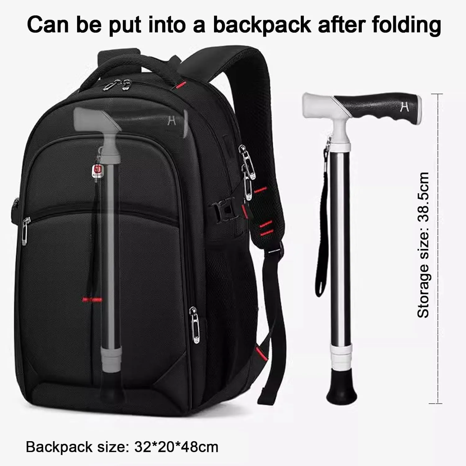 Telescopic Blind Cane T-Shaped Folding Cane Walking Aid for The Blind and Elderly Trekking Stick That Can Be Put in a School Bag