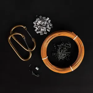 Texas Rig Decoy Anchor DIY Kit – 125ft PVC-Coated Steel Cable with Swivel Clips, Crimps & Carabiners – Makes 2 Dozen Tangle-Free Duck Decoy Rigs