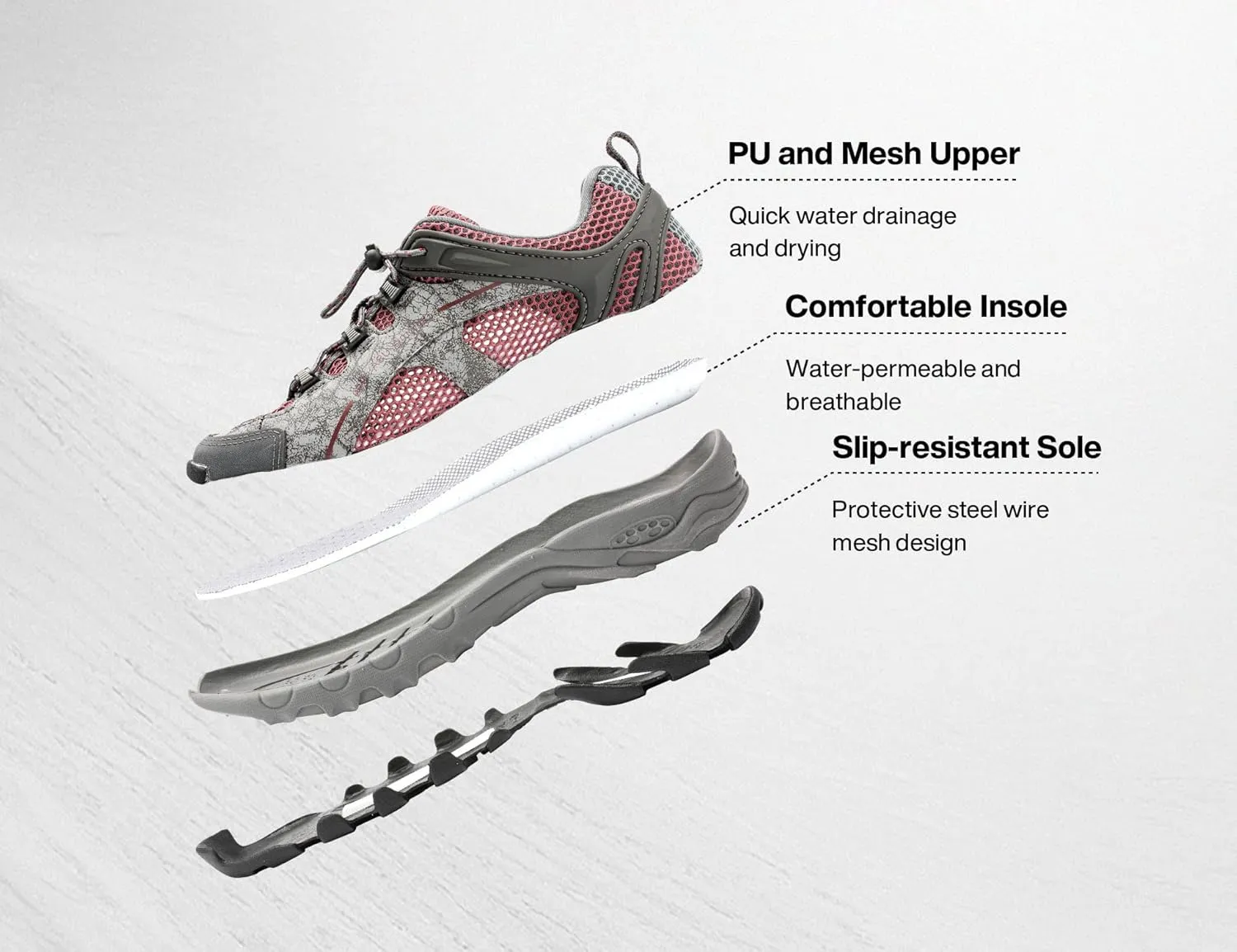 TFO Hiking Shoes Men's Waterproof Air Circulation Insole Ankle Support Non-Slip Lightweight for Outdoor Trekking Walking