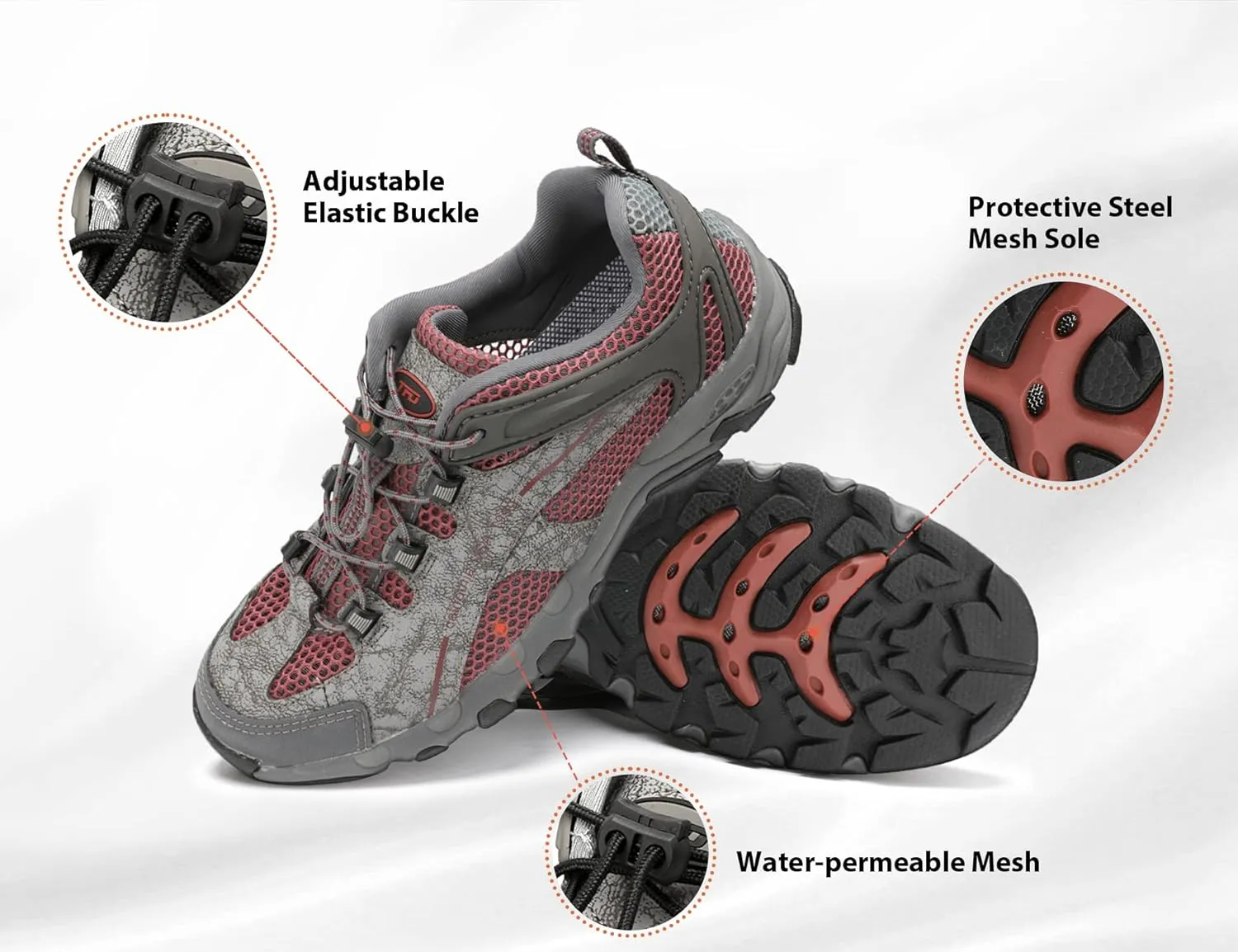 TFO Hiking Shoes Men's Waterproof Air Circulation Insole Ankle Support Non-Slip Lightweight for Outdoor Trekking Walking