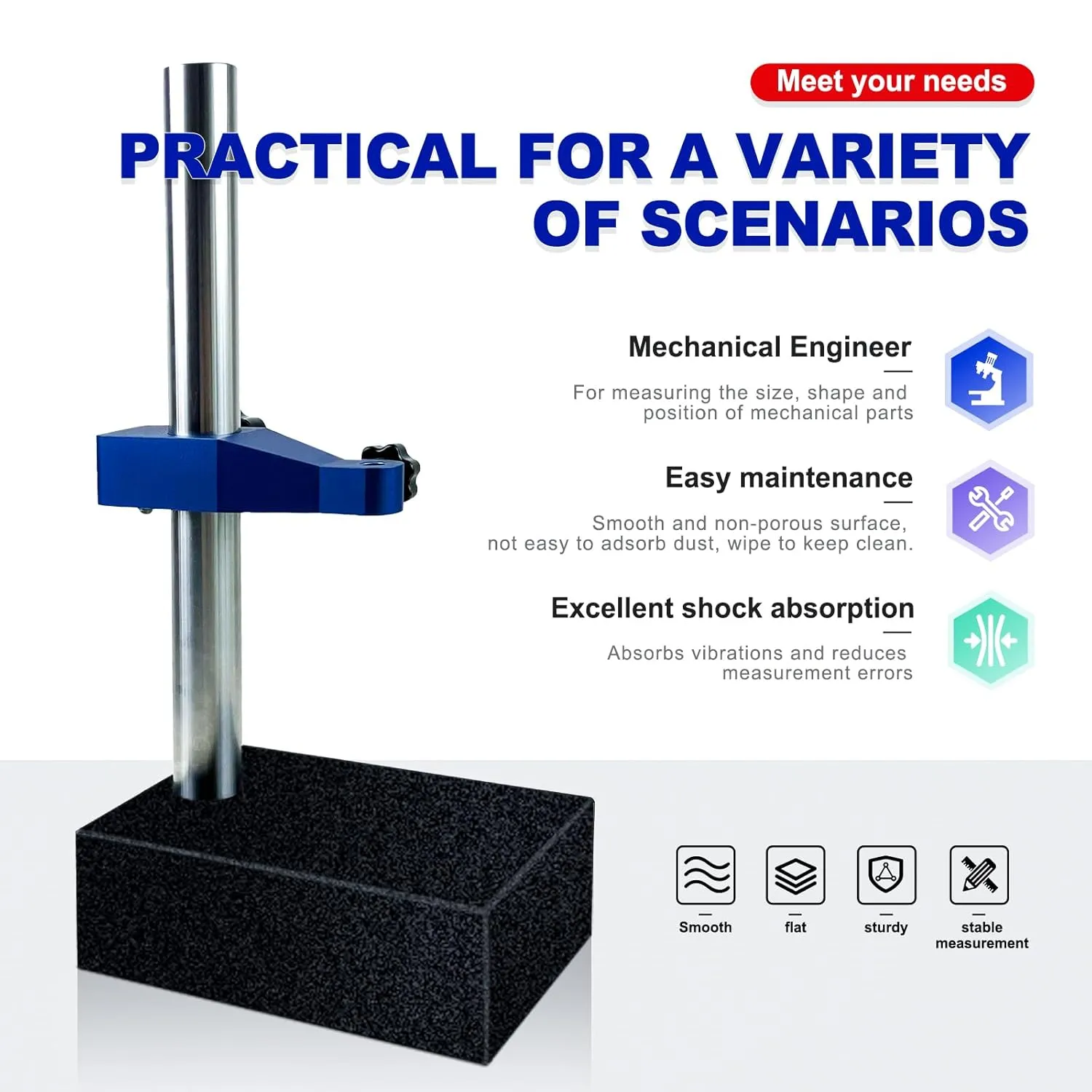 The Base of The dial Indicator Stand,Compatible with Most dial/Digital Indicators,Marble Measuring Platform of Digital Dial Indicator(7.6 lb)