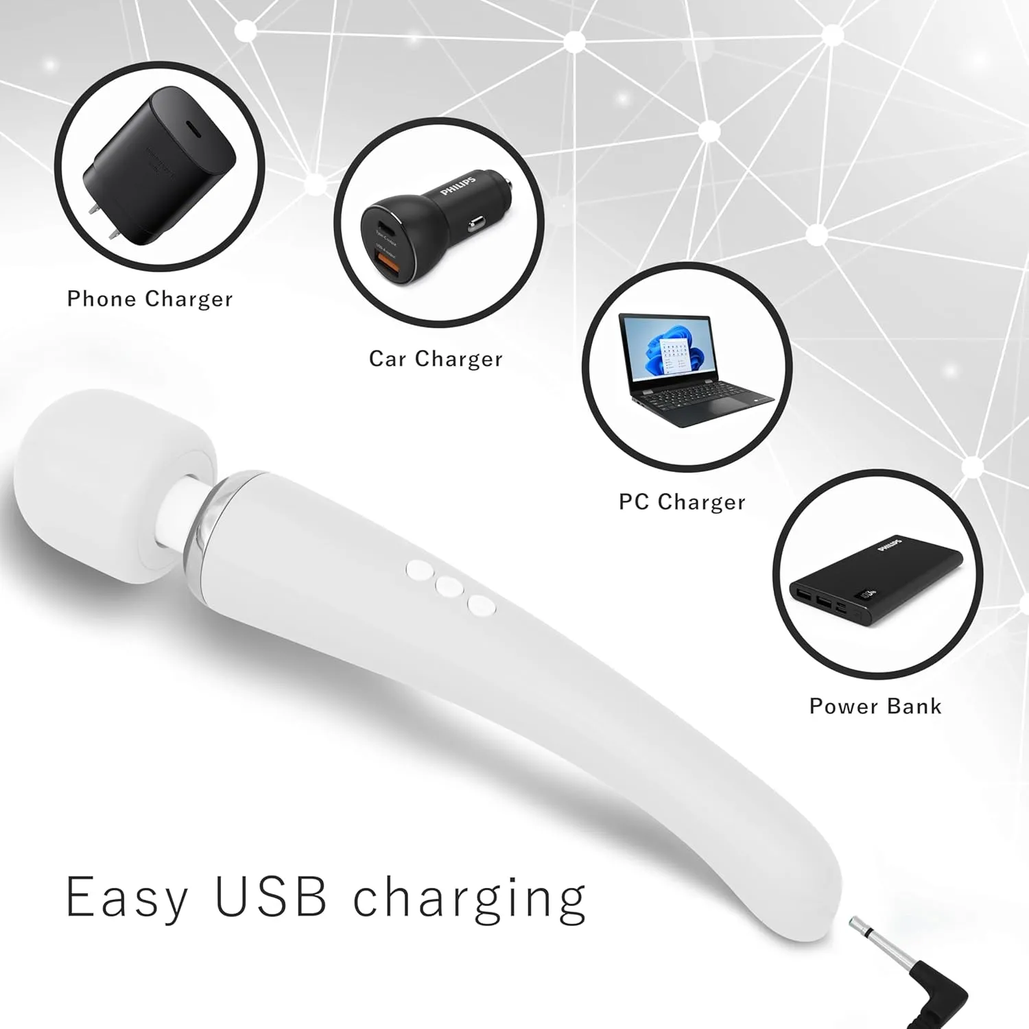 Therapeutic Cordless Massager - Powerful Massage Tool Handheld 8 Speeds 20 Patterns - Rechargeable Hand Massagers for Sore Muscles - Hand Held Massage Tool for Neck & Back