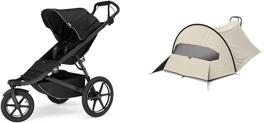 Thule Urban Glide 3 Single Child All-Terrain Stroller with Wind & Sun Tarp Bundle - Black Stroller with UPF50  PFAS-Free Protection Cover