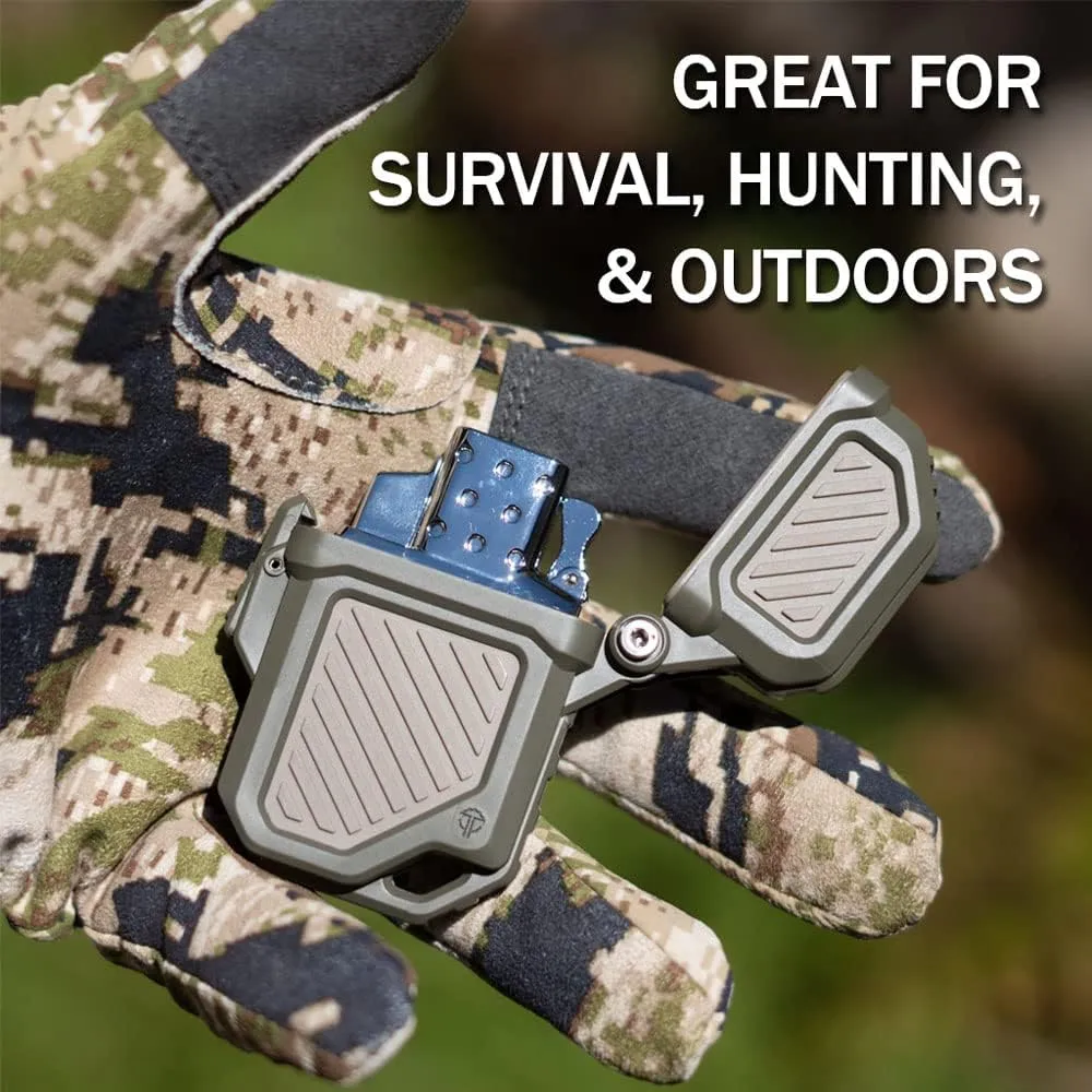 Thyrm PyroVault 2.0 Lighter Armor Compatible with Zippo Inserts, for Protection, Less Evaporation, and Retention, Made in The USA (Woodland (Olive Drab   Coyote))