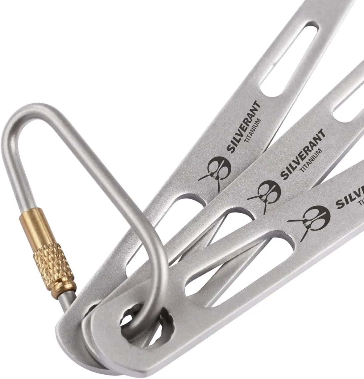 Titanium Camping Flatware, Knife Fork & Spoon 3 Piece Camping Cutlery Set Lightweight Tableware for Lunch Box Outdoor Camping & Hiking, Comes with Drawstring Bag & Carabiner- Polished