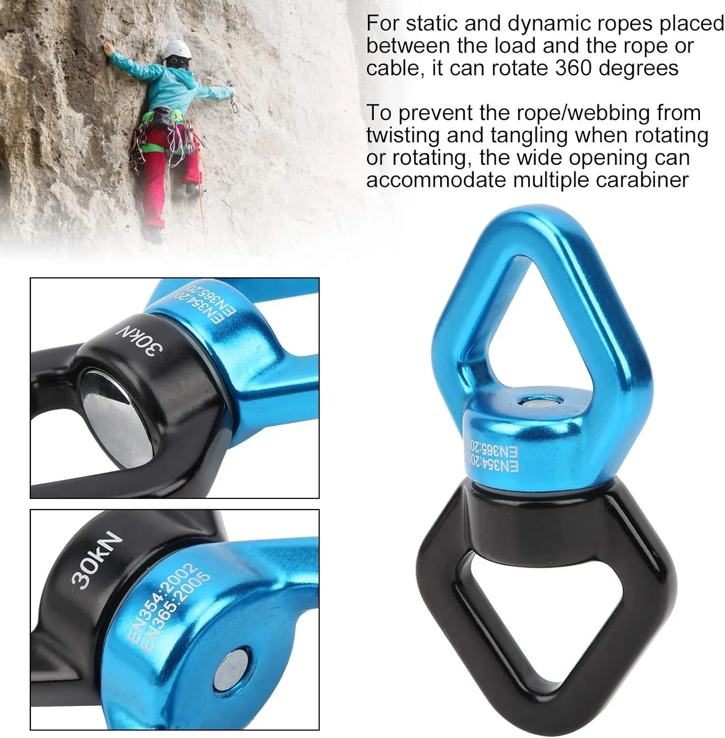 Topyond Outdoor Climbing Swivel Universal Wheel, Fixed Swivel Annulus, Yoga Linker, Swivel with Bearing for Climbing Yoga Swing