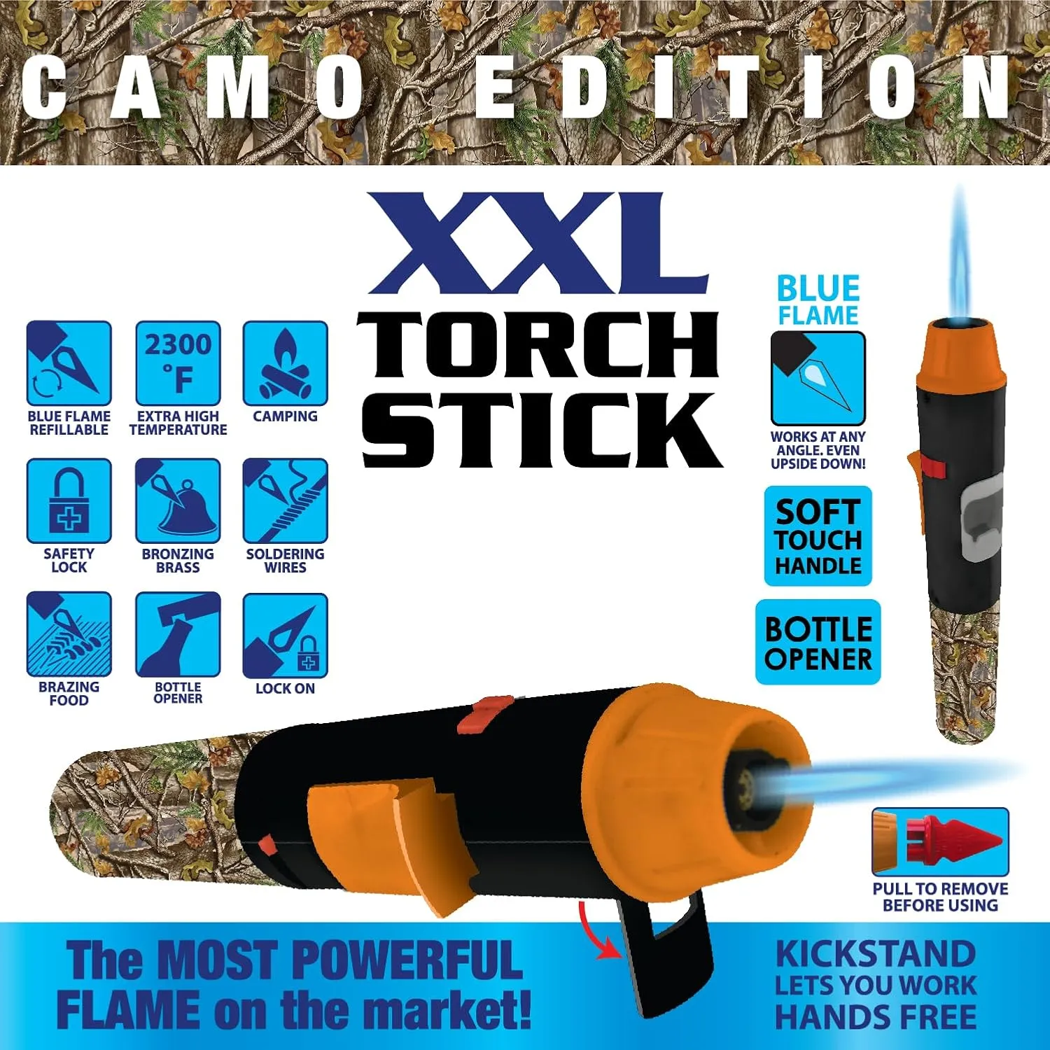 Torch Blue Torch Stick Multi Purpose Refillable Jet Butane 2300 Degree Prefilled & Ready to Use Lighter- Camoflauge (6)