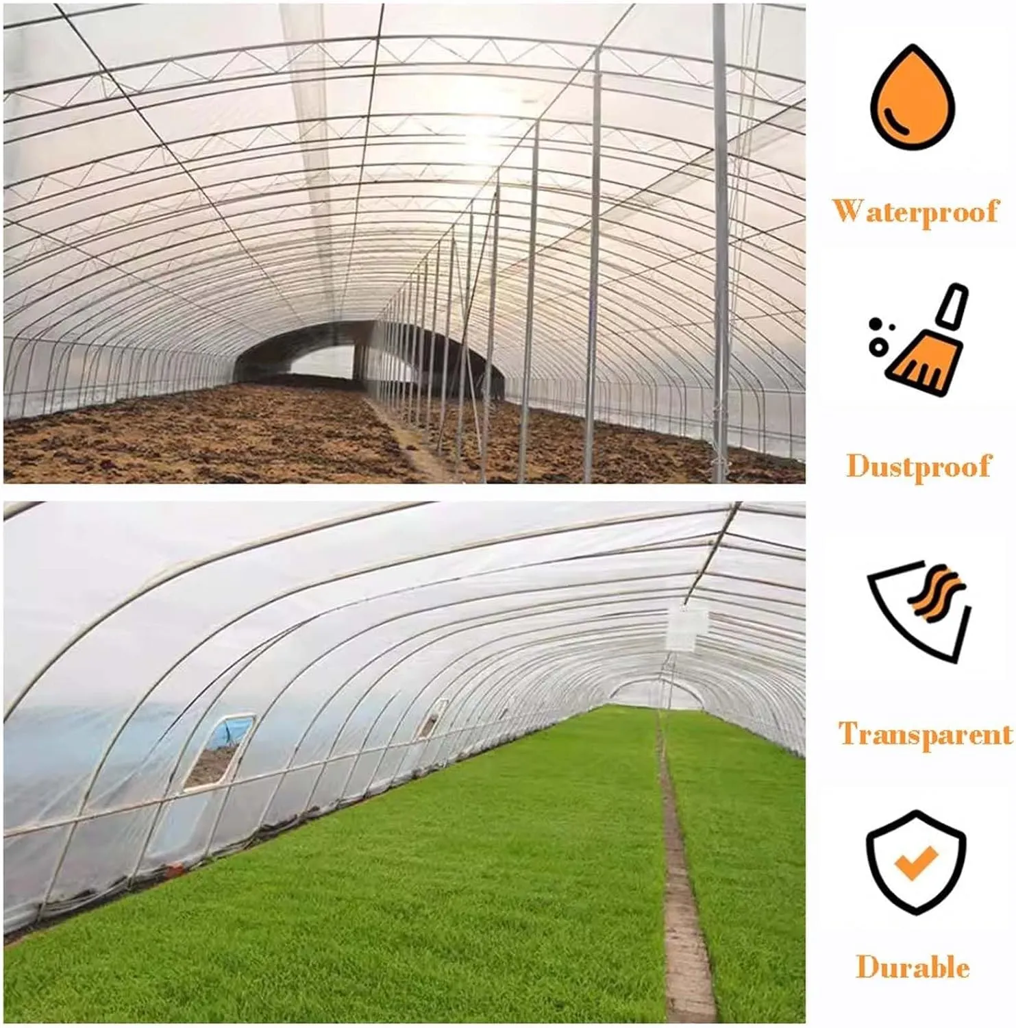 Transparent Waterproof Tarpaulin, Outdoor Clear Tarp Duty Heavy Tear Resistant, Transparent Tarpaulin for Covering Henhouse Porch Canopy Plant Camping Greenhouse, Cars, Patio and Pavilion(2m*8m)