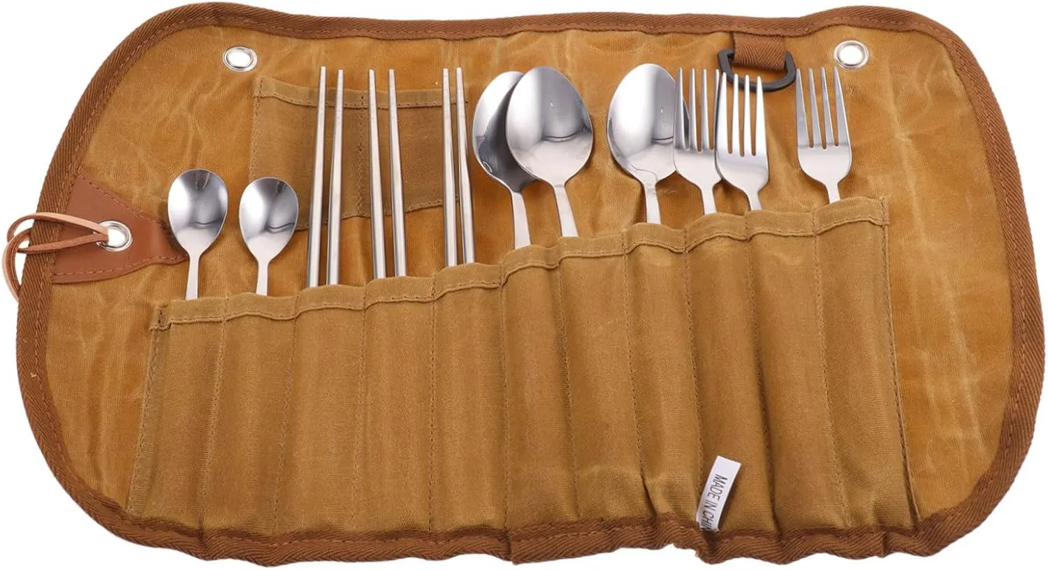 Travel Tableware Set Camping Cutlery Storage Bag Compact for Outdoor Use