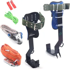 Tree Climbing Gear, Steel Spikes Belt Straps, Outdoor Play Equipment Safety Kit Adjustable Lanyard Carabiner Rope Rescue Tool Holds Picking Non-Slip Fruit Pick Jungle Pole GDAE10 for Kids Adults