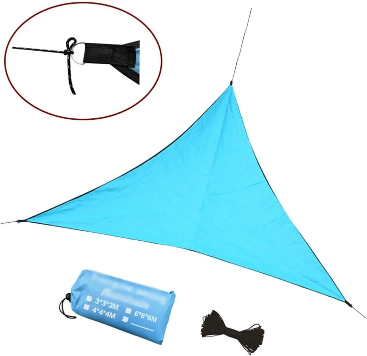 Triangle Rain Fly Tent Tarp Waterproof Sunshade 4x4x4M/6x6x6M, Outdoor Camping Tarpaulin for Hiking & Travel(White,3 * 3 * 3M)
