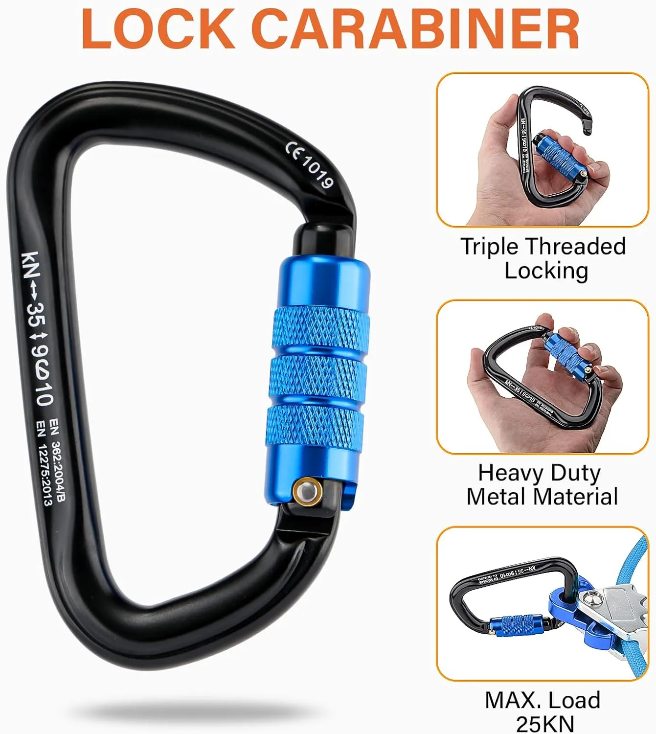 TRSMIMA Steel Wire Core Flipline - 8ft Fall Protection Arborist Climbing Tree Arborist 1/2" Galvanized Steel Cable Lanyard Kit with Steel Swivel Snap Hook Triple Lock Carabiner Rope Grab Adjuster