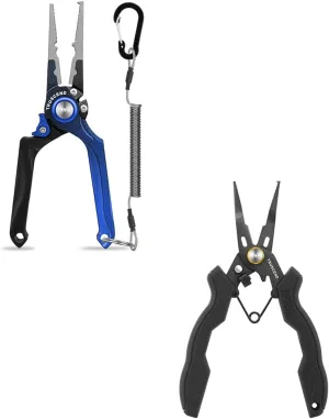 TRUSCEND Lockable Handy Fishing Pliers with Innovative Ergonomical Handle, Corrosion Saltwater Resistant Teflon Coated Fishing Tool, Multi-Function Fishing Gear with Mo-V Cutter, Amazing Fishing Gifts