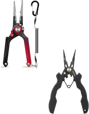 TRUSCEND Lockable Handy Fishing Pliers with Innovative Ergonomical Handle, Corrosion Saltwater Resistant Teflon Coated Fishing Tool, Multi-Function Fishing Gear with Mo-V Cutter, Amazing Fishing Gifts