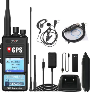 TYT DMR MD-UV390 Plus Radio AES256 Encryption 10W Dual Band GPS Walkie Talkie USB-C Charging Long Range Digital&Analog Handheld Radio 3600mAh with Full Kit