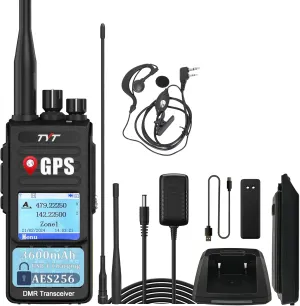 TYT DMR MD-UV390 Plus Radio AES256 Encryption 10W Dual Band GPS Walkie Talkie USB-C Charging Long Range Digital&Analog Handheld Radio 3600mAh with Headset
